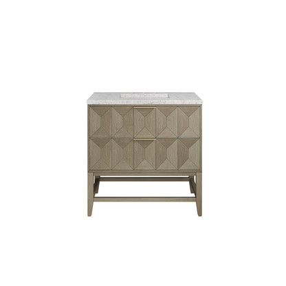 Emmeline 36" Single Vanity, Pebble Oak w/ 3CM Eternal Jasmine Pearl Top James Martin Vanities