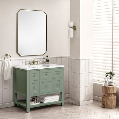 Breckenridge 36" Single Vanity, Smokey Celadon w/ 3CM White Zeus Top James Martin Vanities
