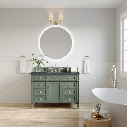 Brittany 48" Single Vanity, Smokey Celadon w/ 3CM Charcoal Soapstone Top James Martin Vanities
