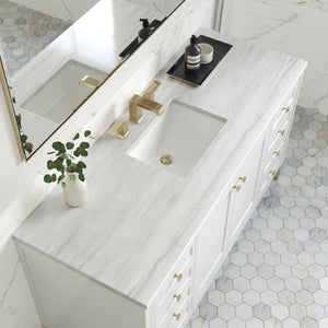 Chicago 60" Single Vanity, Glossy White w/ 3CM Arctic Fall Top James Martin Vanities