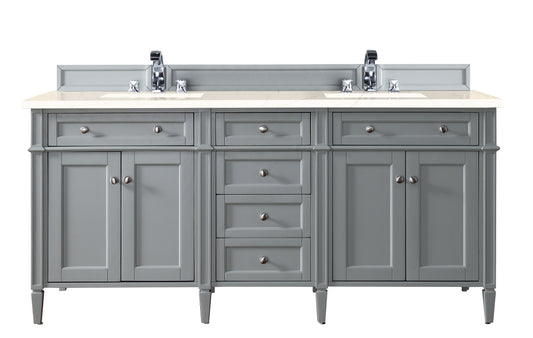 Brittany 72" Urban Gray Double Vanity w/ 3 CM Eternal Marfil Quartz Top James Martin Vanities