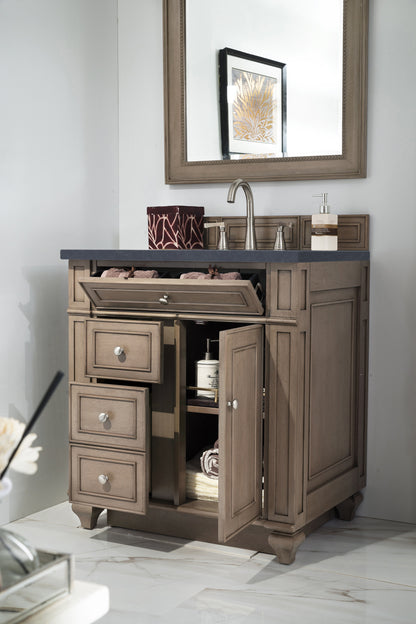Bathroom Vanities Outlet Atlanta Renovate for LessBristol 30" Single Vanity, Whitewashed Walnut, w/ 3 CM Charcoal Soapstone Quartz Top