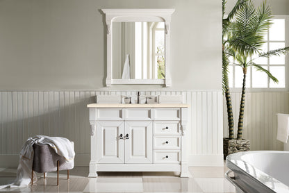 Brookfield 48" Single Vanity, Bright White w/ 3 CM Eternal Marfil Quartz Top James Martin Vanities