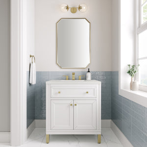 Chicago 30" Single Vanity, Glossy White w/ 3CM White Zeus Top James Martin Vanities