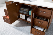 Load image into Gallery viewer, Bathroom Vanities Outlet Atlanta Renovate for LessMetropolitan 60&quot; Single Vanity, American Walnut, w/ 3 CM White Zeus Quartz Top