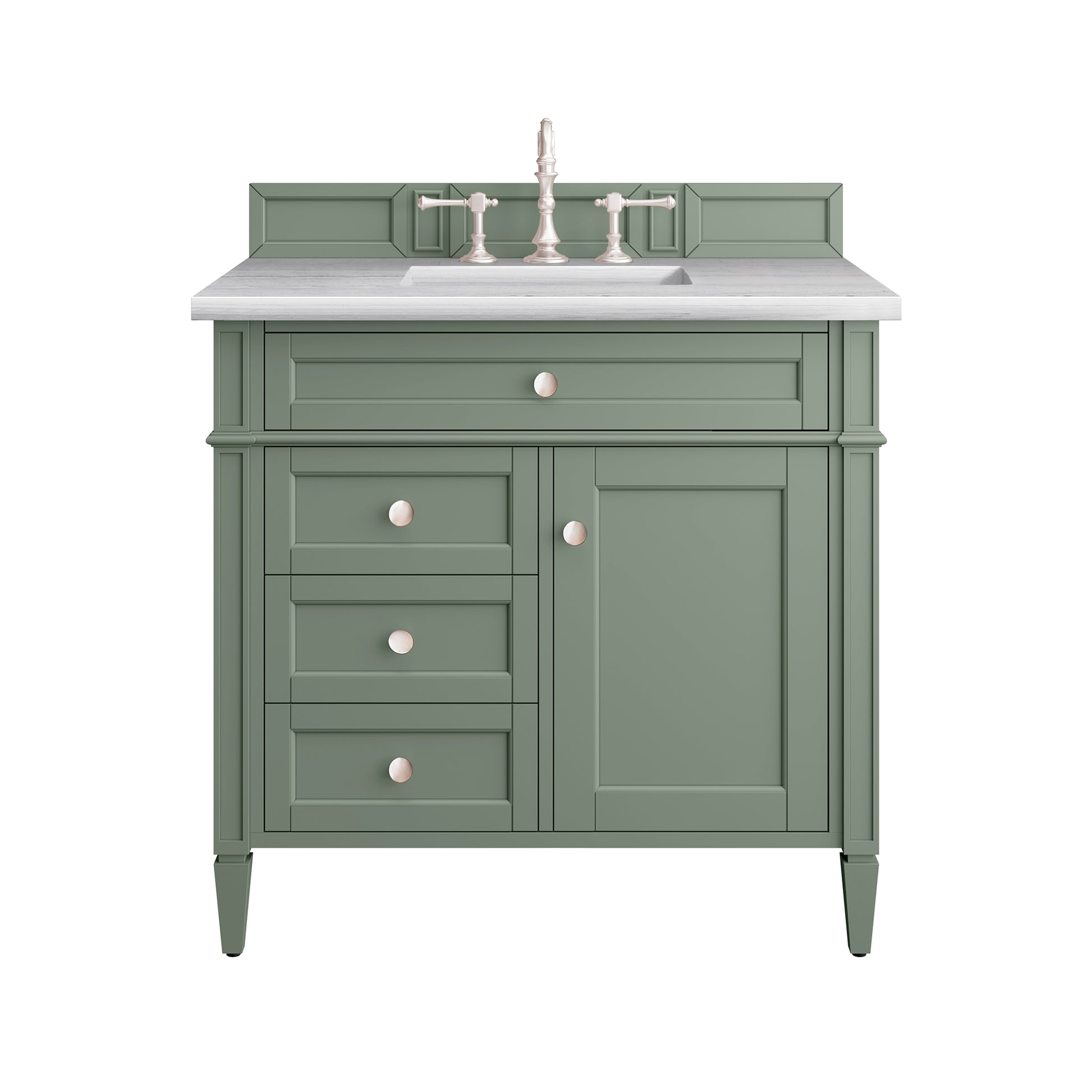 Brittany 36" Single Vanity, Smokey Celadon w/ 3CM Arctic Fall Top James Martin Vanities