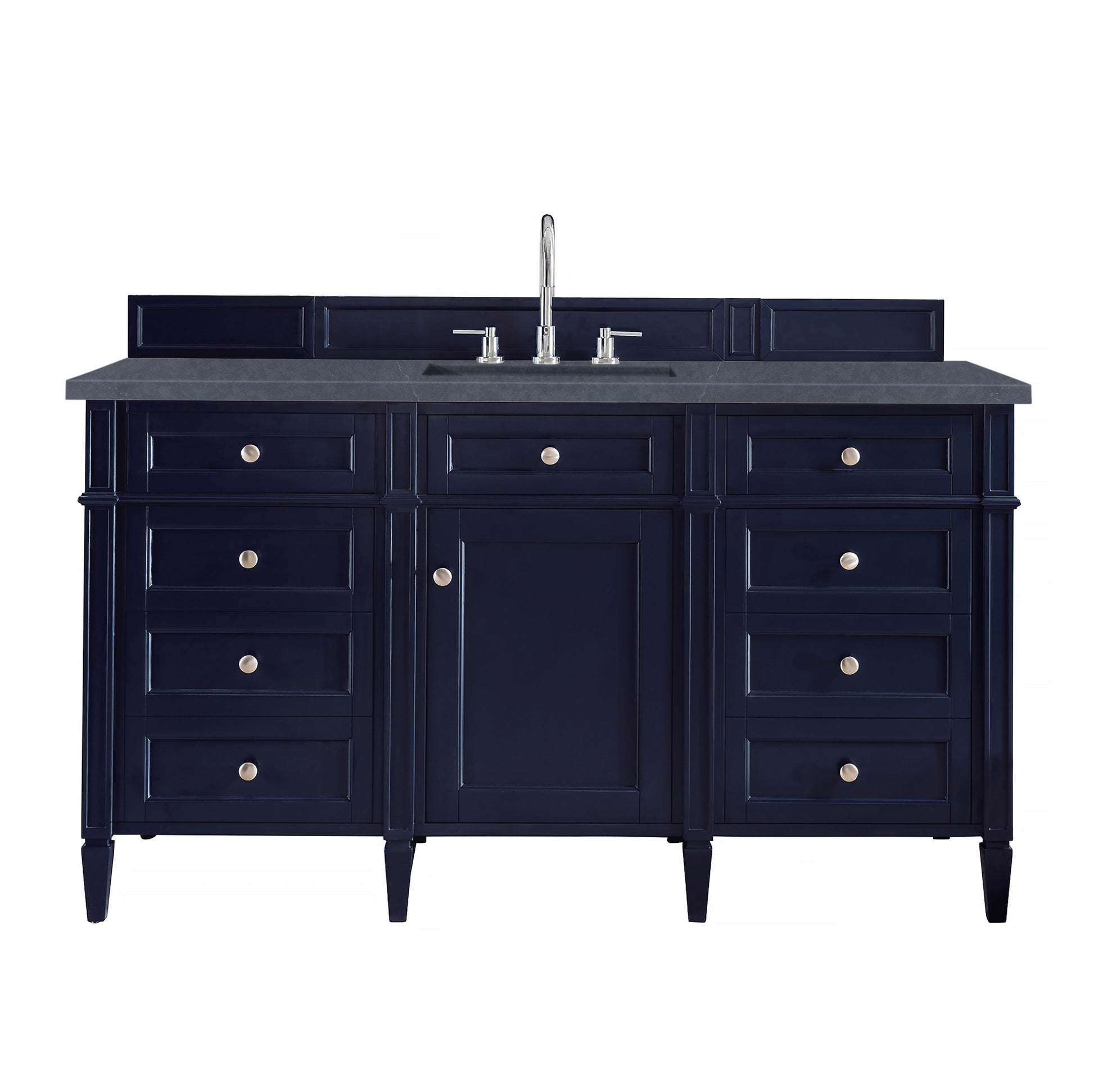 Brittany 60" Victory Blue Single Vanity w/ 3 CM Charcoal Soapstone Quartz Top James Martin Vanities