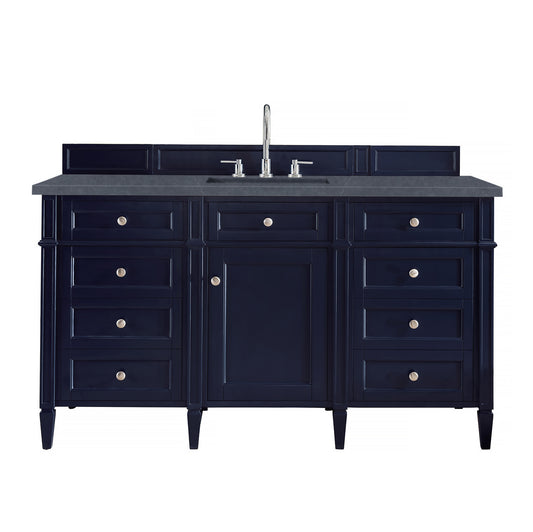 Brittany 60" Victory Blue Single Vanity w/ 3 CM Charcoal Soapstone Quartz Top James Martin Vanities