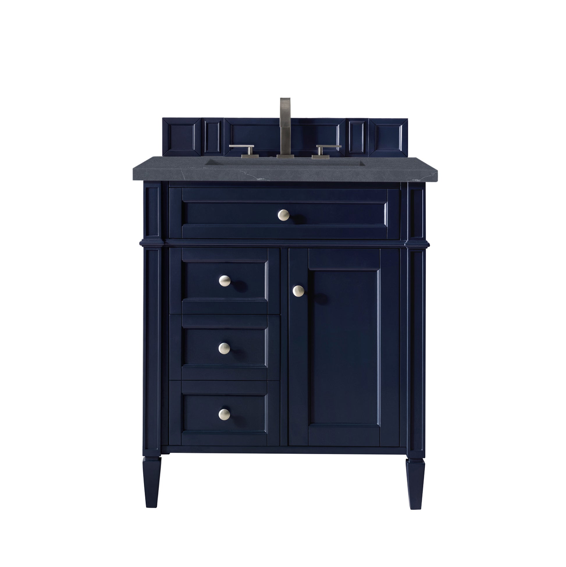 Brittany 30" Single Vanity, Victory Blue w/ 3 CM Charcoal Soapstone Quartz Top James Martin Vanities