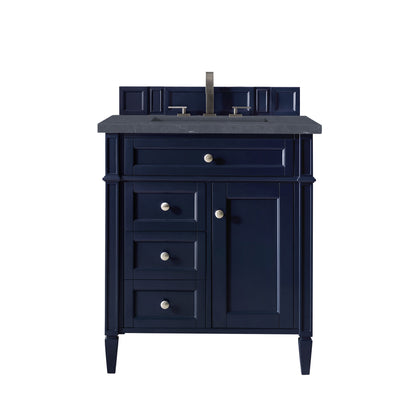 Brittany 30" Single Vanity, Victory Blue w/ 3 CM Charcoal Soapstone Quartz Top James Martin Vanities