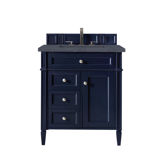Brittany 30" Single Vanity, Victory Blue w/ 3 CM Charcoal Soapstone Quartz Top James Martin Vanities