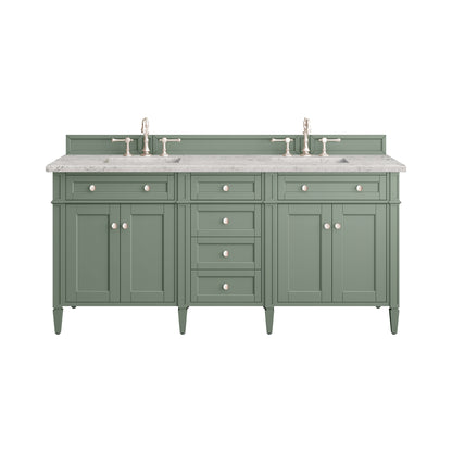 Brittany 72" Double Vanity, Smokey Celadon w/ 3CM Eternal Jasmine Pearl Top James Martin Vanities