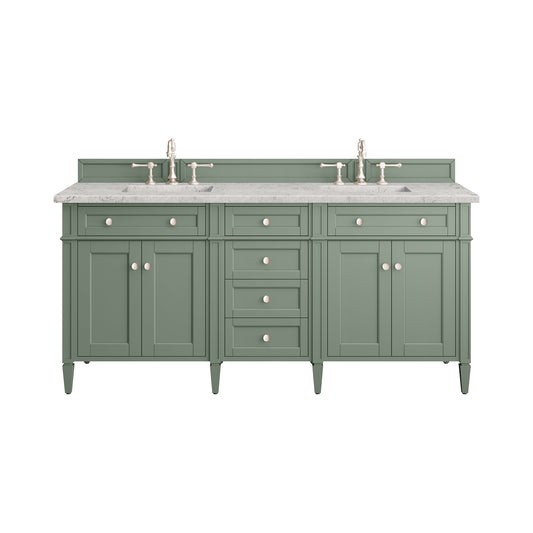Brittany 72" Double Vanity, Smokey Celadon w/ 3CM Eternal Jasmine Pearl Top James Martin Vanities