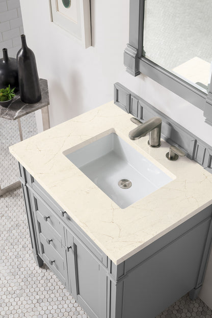 Brittany 30" Single Vanity, Urban Gray, w/ 3 CM Eternal Marfil Quartz Top James Martin Vanities