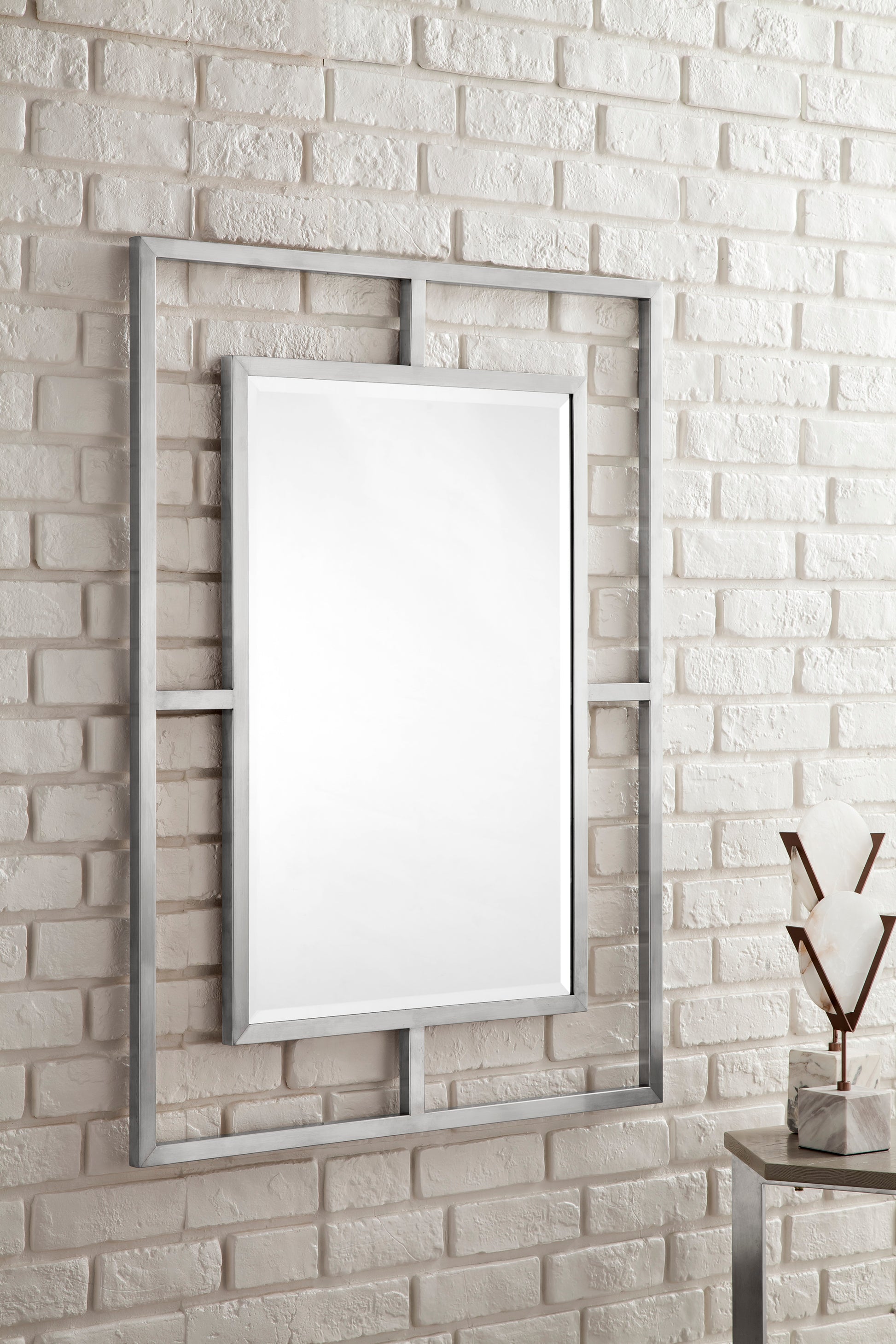 Boston 30" Rectangular Mirror, Brushed Nickel James Martin Vanities