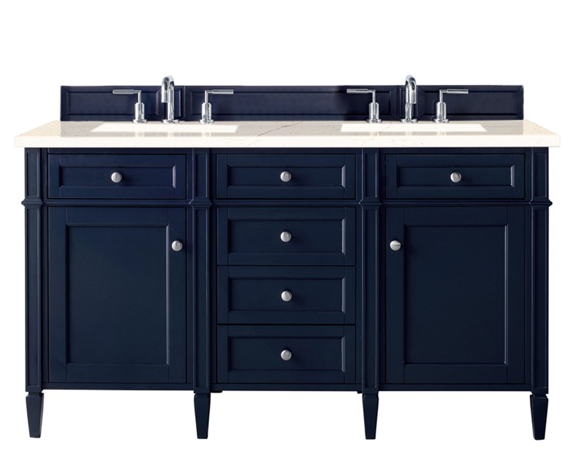 Brittany 60" Victory Blue Double Vanity w/ 3 CM Eternal Marfil Quartz Top James Martin Vanities