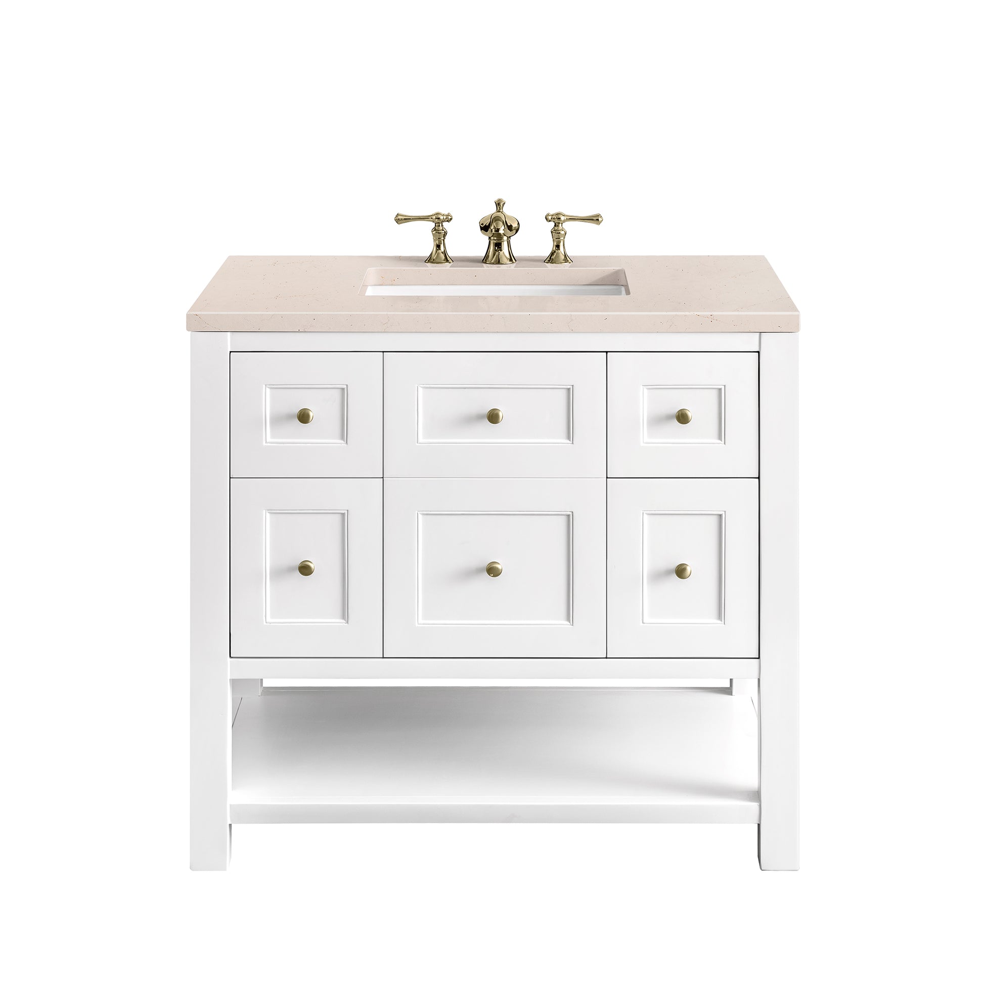 Breckenridge 36" Single Vanity, Bright White w/ 3CM Eternal Marfil Top James Martin Vanities