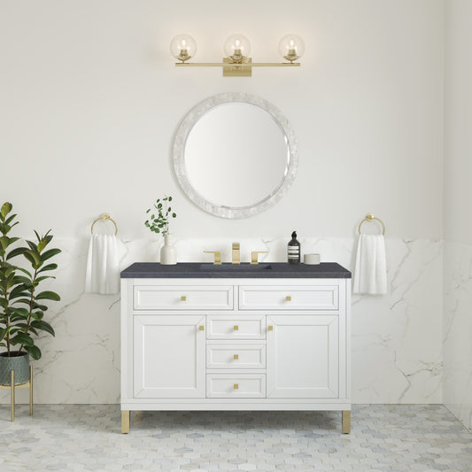 Chicago 48" Single Vanity, Glossy White w/ 3CM Charcoal Soapstone Top James Martin Vanities
