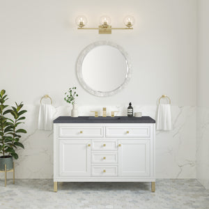 Chicago 48" Single Vanity, Glossy White w/ 3CM Charcoal Soapstone Top James Martin Vanities