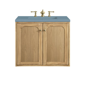 Laurent 30" Single Vanity, Light Natural Oak w/ 3CM Cala Blue Top James Martin Vanities