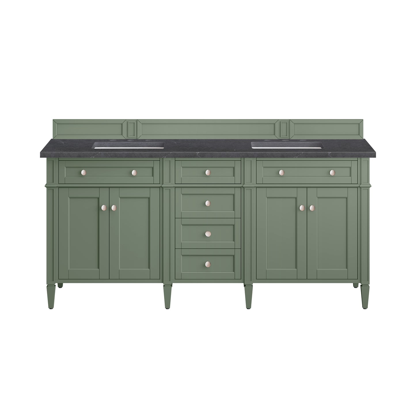 Brittany 72" Double Vanity, Smokey Celadon w/ 3CM Charcoal Soapstone Top James Martin Vanities