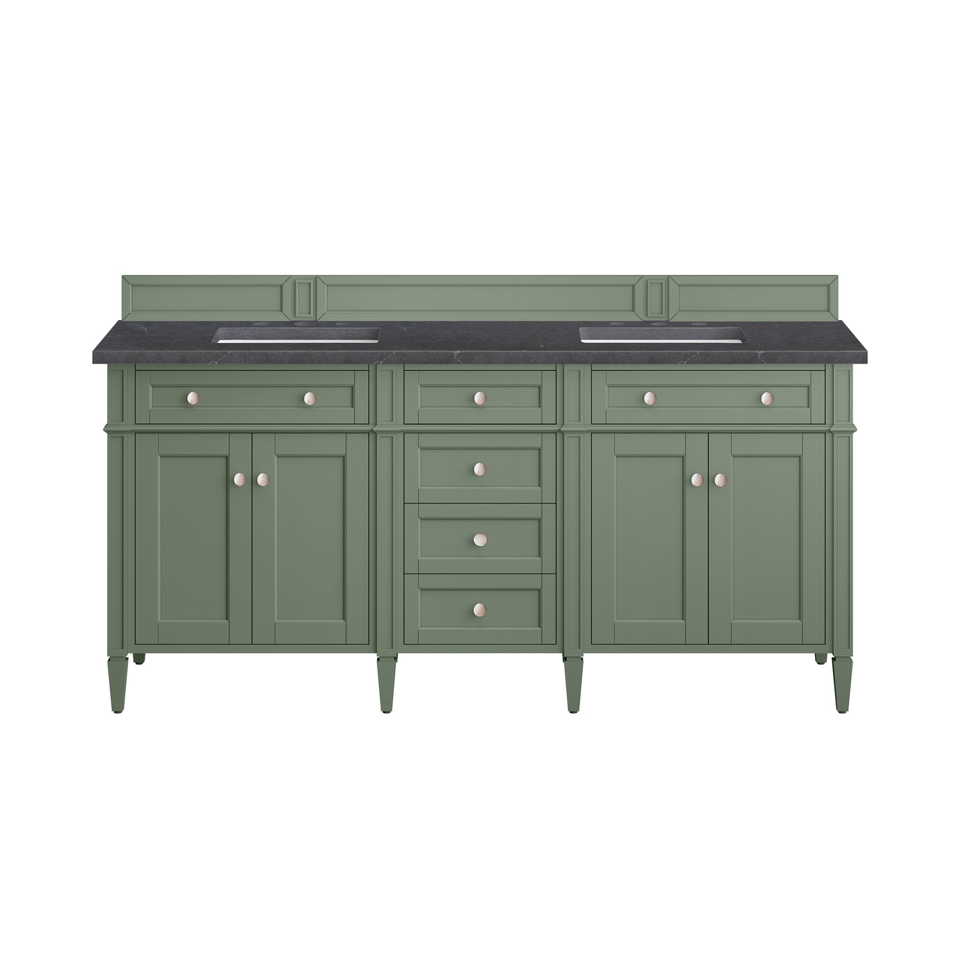 Brittany 72" Double Vanity, Smokey Celadon w/ 3CM Charcoal Soapstone Top James Martin Vanities