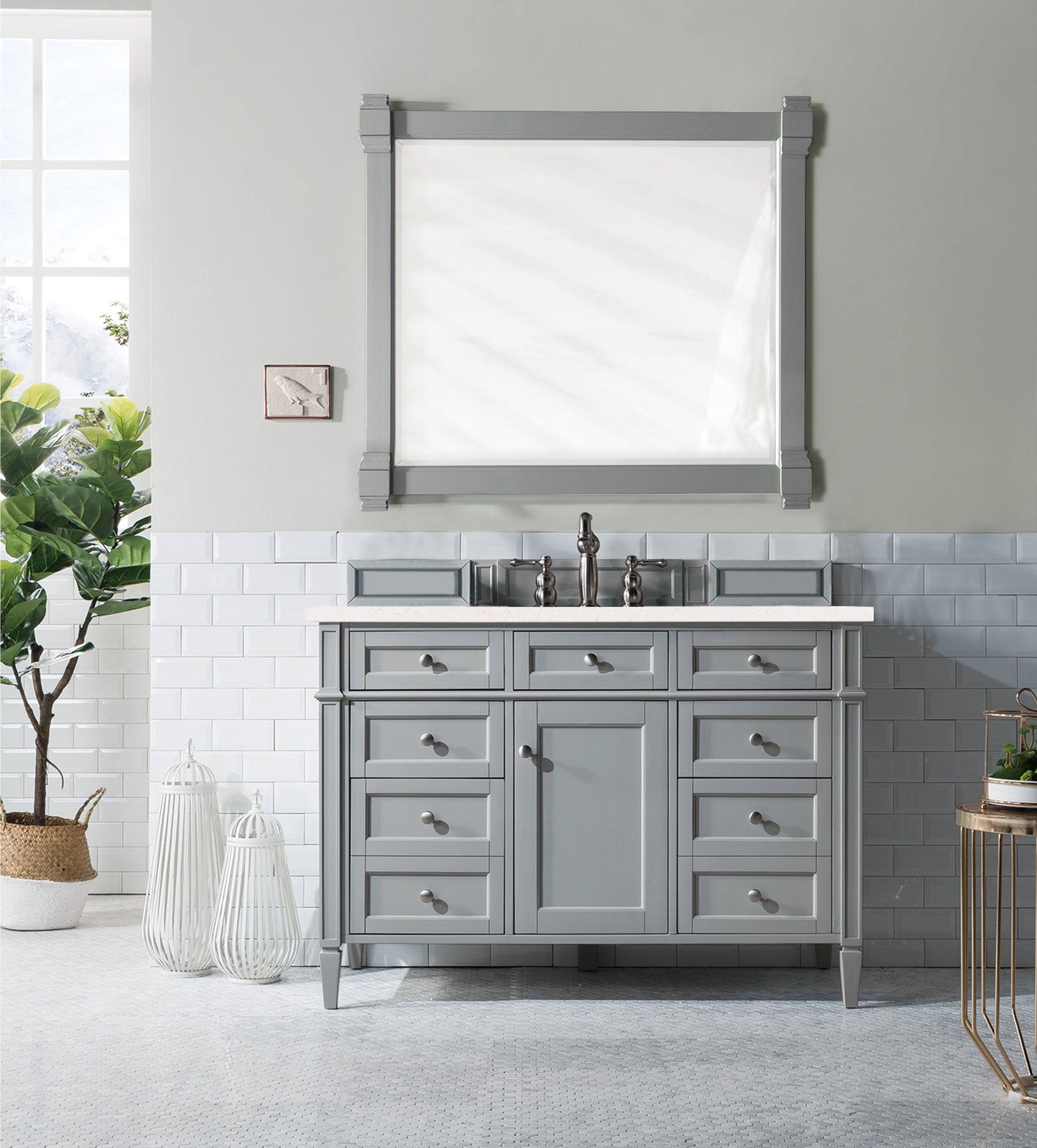Brittany 48" Urban Gray Single Vanity w/ 3 CM Eternal Marfil Quartz Top James Martin Vanities