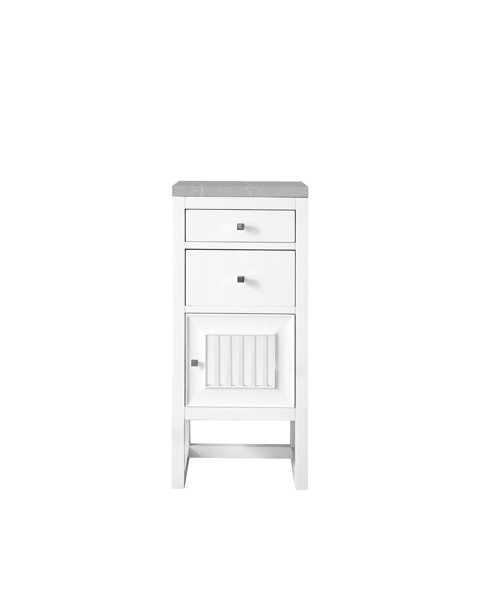Athens 15" Cabinet w/ Drawers & Door, Glossy White w/ 3 CM Eternal Serena Top James Martin Vanities