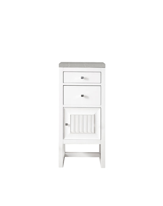 Athens 15" Cabinet w/ Drawers & Door, Glossy White w/ 3 CM Eternal Serena Top James Martin Vanities