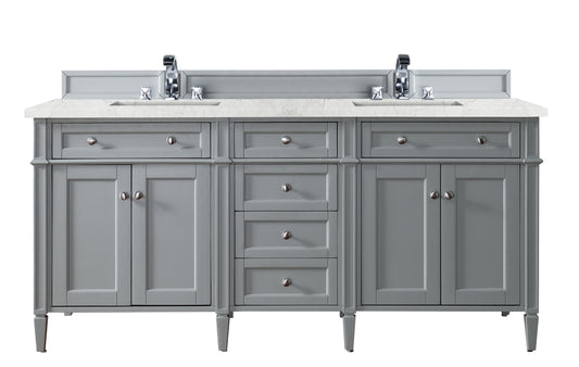 Brittany 72" Urban Gray Double Vanity w/ 3 CM Eternal Jasmine Pearl Quartz Top James Martin Vanities