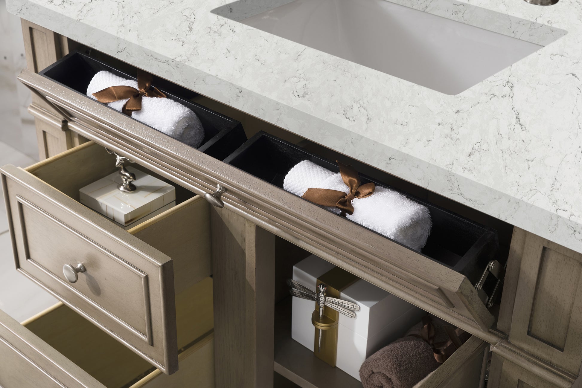 Bathroom Vanities Outlet Atlanta Renovate for LessBristol 36" Single Vanity, Whitewashed Walnut, w/ 3 CM Eternal Jasmine Pearl Quartz Top