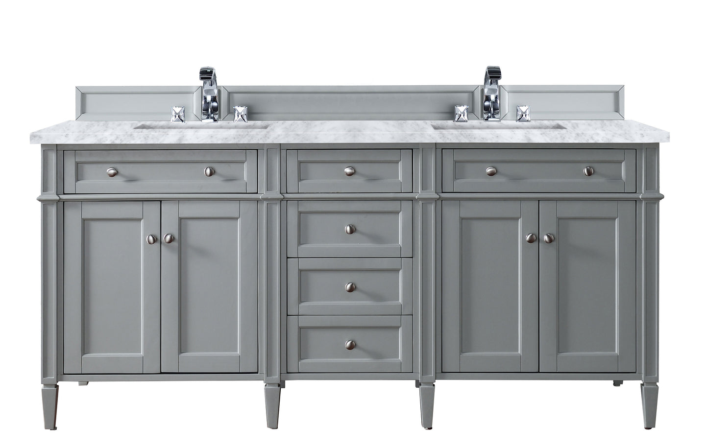 Brittany 72" Urban Gray Double Vanity w/ 3 CM Carrara Marble Top James Martin Vanities