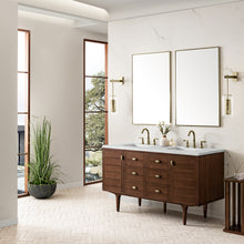 Load image into Gallery viewer, Bathroom Vanities Outlet Atlanta Renovate for LessAmberly 60&quot; Double Vanity, Mid-Century Walnut w/ 3CM Ethereal Noctis Top