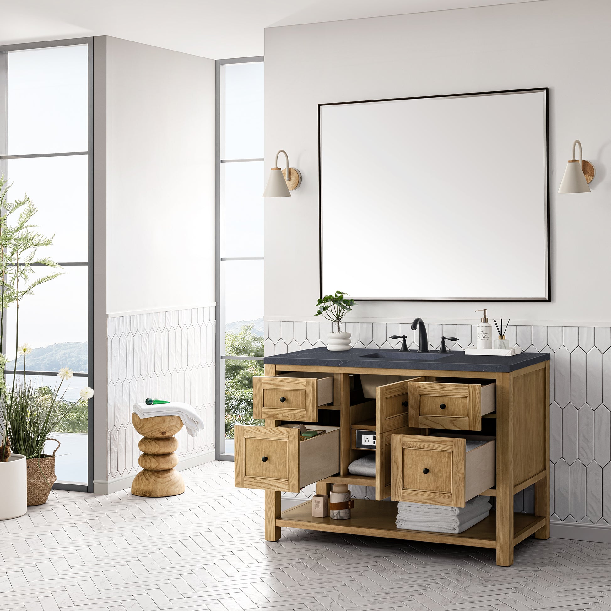 Breckenridge 48" Single Vanity, Light Natural Oak w/ 3CM Charcoal Soapstone Top James Martin Vanities