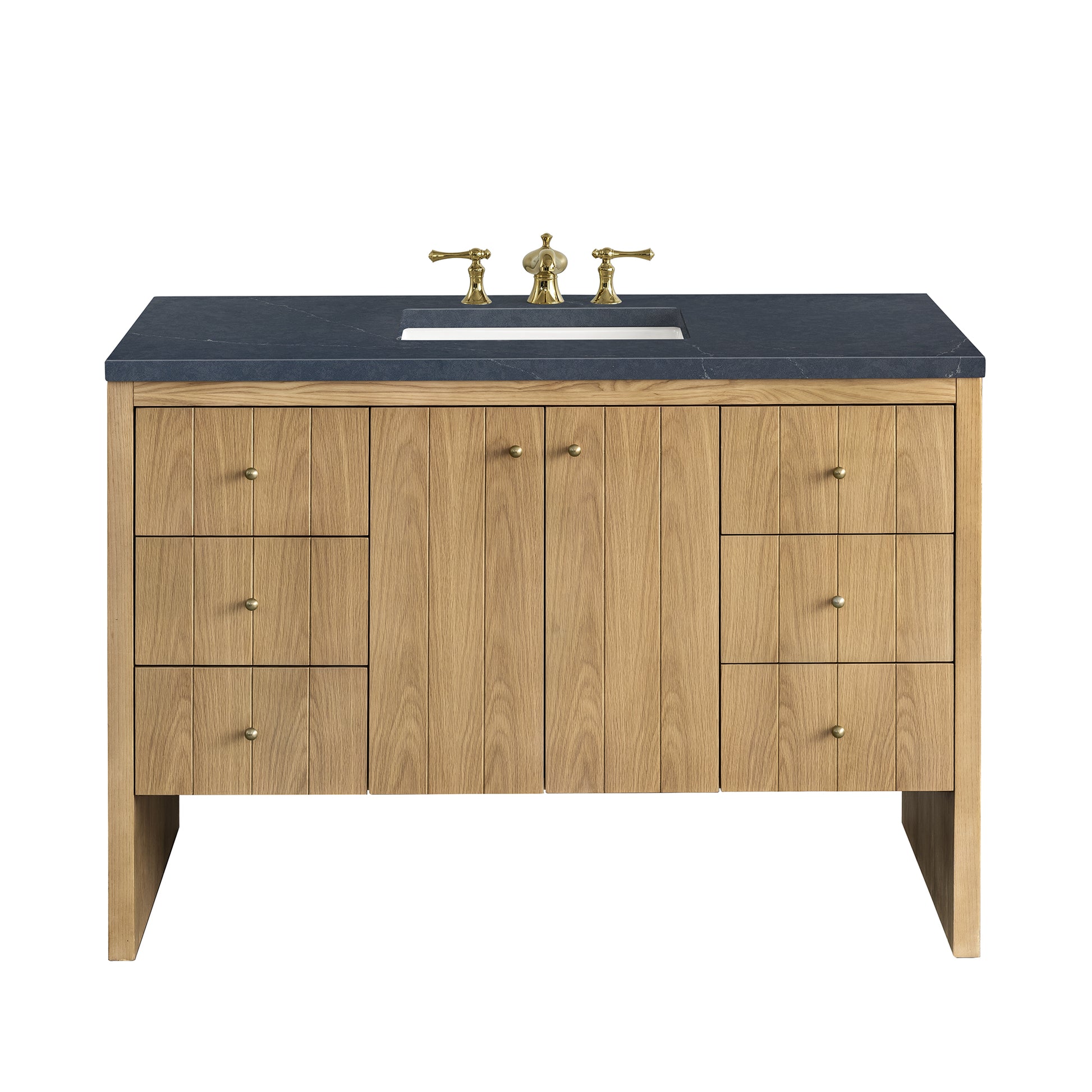 Hudson 48" Single Vanity, Light Natural Oak w/ 3CM Charcoal Soapstone Top James Martin Vanities