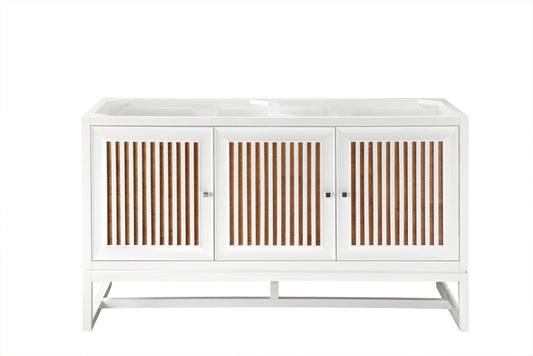 Athens 60" Double Vanity Cabinet, Glossy White James Martin Vanities