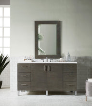 Load image into Gallery viewer, Metropolitan 60&quot; Single Vanity, Silver Oak, w/ 3 CM White Zeus Quartz Top James Martin Vanities