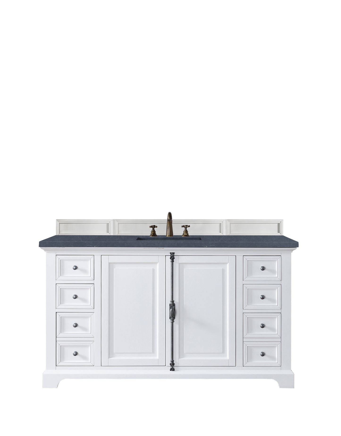 Providence 60" Single Vanity Cabinet, Bright White, w/ 3 CM Charcoal Soapstone Quartz Top James Martin
