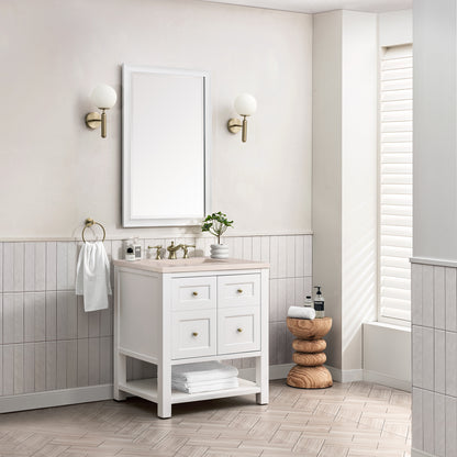 Breckenridge 30" Single Vanity, Bright White w/ 3CM Eternal Marfil Top James Martin Vanities