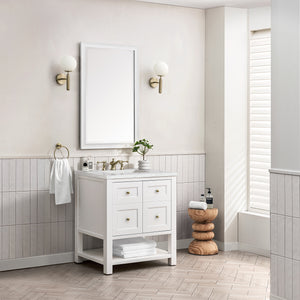 Breckenridge 30" Single Vanity, Bright White w/ 3CM Ethereal Noctis Top James Martin Vanities