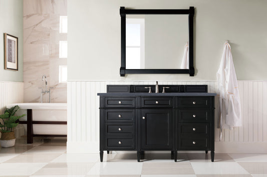 Brittany 60" Single Vanity, Black Onyx, w/ 3 CM Charcoal Soapstone Quartz Top James Martin Vanities