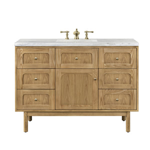 Laurent 48" Single Vanity, Light Natural Oak w/ 3CM Arctic Fall Top James Martin Vanities