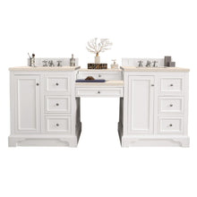 Load image into Gallery viewer, De Soto 82&quot; Double Vanity Set, Bright White w/ Makeup Table, 3 CM Eternal Marfil Quartz Top James Martin