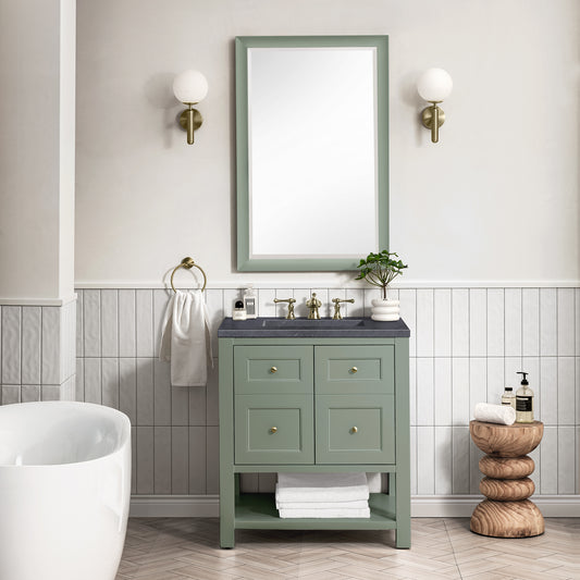 Breckenridge 30" Single Vanity, Smokey Celadon w/ 3CM Charcoal Soapstone Top James Martin Vanities