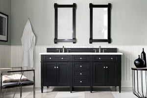 Brittany 72" Black Onyx Double Vanity w/ 3 CM White Zeus Quartz Top James Martin Vanities