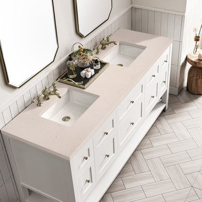 Bathroom Vanities Outlet Atlanta Renovate for LessBreckenridge 72" Double Vanity, Bright White w/ 3CM Eternal Marfil Top