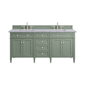 Brittany 72" Double Vanity, Smokey Celadon w/ 3CM Carrara Marble Top James Martin Vanities