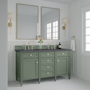 Brittany 60" Double Vanity, Smokey Celadon w/ 3CM Charcoal Soapstone Top James Martin Vanities