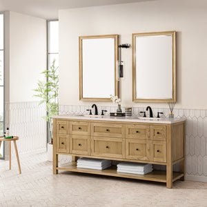 Breckenridge 72" Double Vanity, Light Natural Oak w/ 3CM Eternal Marfil Top James Martin Vanities