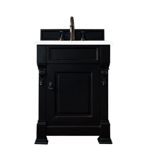 Brookfield 26" Single Vanity, Antique Black w/ 3 CM White Zeus Quartz Top James Martin Vanities